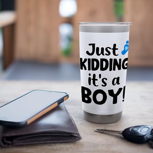 Just Kidding It's a Boy Pink Gender Reveal Party Supplies Stainless Steel Insulated Tumbler