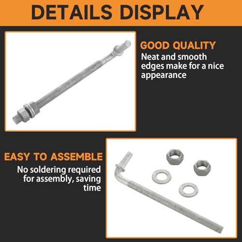 LANIAKEA 4PCS 10" J Bolt Gate Hinge J-Bolt Chain Link Fence Gate Hinge Heavy Duty Threaded Hinges for Cattle Corral Panels - size: 10in