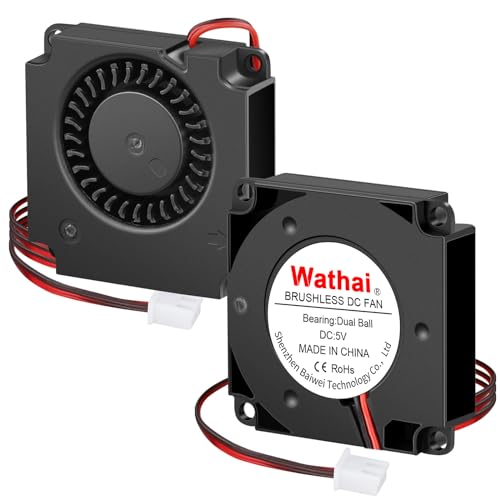 2Packs Wathai DC 4010 5V Small Blower Cooling Fan 2 Pin DC 40mm x 10mm | Dual Ball dc Blower for DIY Cooling - size: 40x10mm (5V Ball)