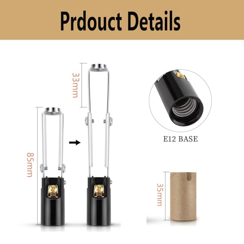 E-12 Length Adjustable Bulb Socket Chandelier Socket with Cardboard Insulator (4，Pack)
