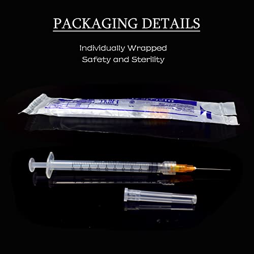 100 Pack 1ml with 25 Gauge 1 Inch Luer Lock , Individually Wrapped - style: 1ML