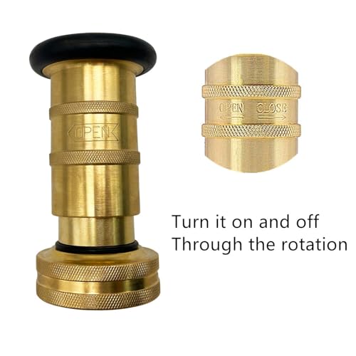 SAFBY Fire Hose Nozzle Brass Fire Equipment Spray Jet Fog (1.5" NPT/NPSH) - color: Yellow, size: 1.5 inch NPSH