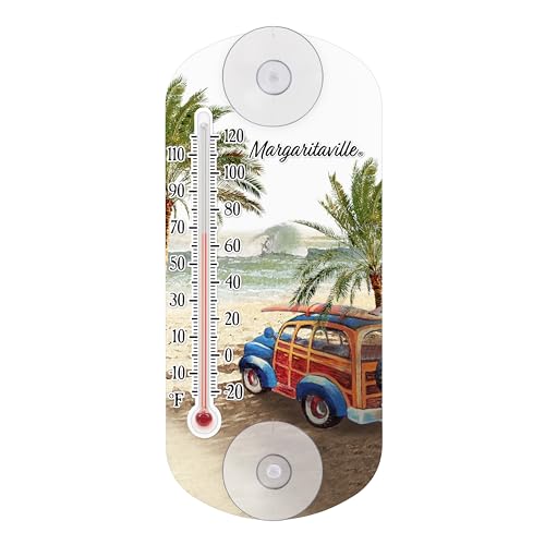 La Crosse 204-1081MV3 8-inch Analog Capillary Window Thermometer with Station Wagon - color: Azure