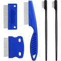 5 Pieces Dog Eye Combs Tear Stain Remover Combs Pet Grooming Comb for Small Dogs Gently Removing Eye Mucus and Crust (Blue, Black) - color: Blue