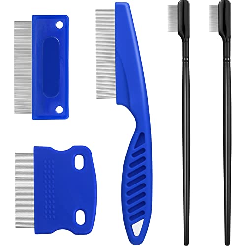 5 Pieces Dog Eye Combs Tear Stain Remover Combs Pet Grooming Comb for Small Dogs Gently Removing Eye Mucus and Crust (Blue, Black) - color: Blue