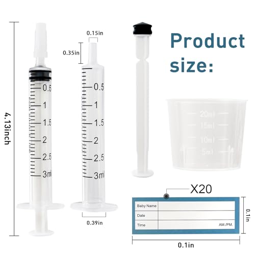 50 Sets 3mL Colostrum Syringes with Caps,Colostrum Collector kit | 50PCS 3mL Sterile Syringe, 50 Labels, 5 Storage Bags and 1 Measuring Cup