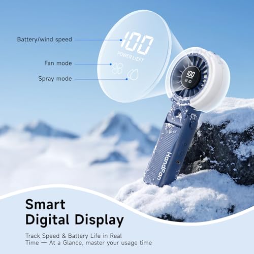 HandFan 4000mAh Handheld Turbo Misting Fan, 100 levels Adjustable High Speed Mister Fan, Portable Spray Water Mist Fans, Foldable Mini Hand Fans for Summer Beach Travel Concerts Disney(Royal Blue) - color: Royal Blue
