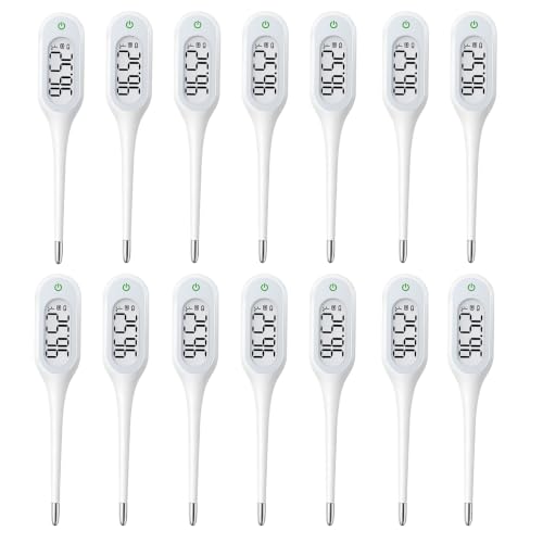 8 Seconds Basal Thermometer for Adult & Kids, Accurate & Safe Thermometer (14 Pack) | Fever Alarm and Memory Recall, Oral, Ovulation or Underarm Use - size: 14 Pack