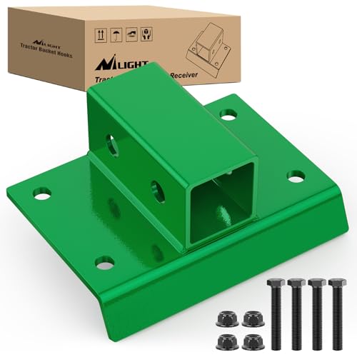 Nilight Bolt on Tractor Bucket 2 inch Towing Receiver Adapter 5/8”Pin Hole | Class 3 Trailer Hitch 12000 LBS Work Well for Tractor Buckets Green - color: 2 inch Towing Receiver Green