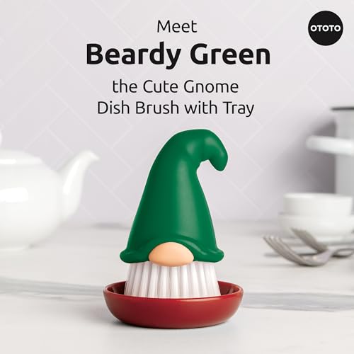 New! Beardy Gnome Dish Brush by Ototo - Gnomes, Quirky Gifts, Cute Kitchen Accessories, Funny Kitchen Gadgets, Vegetable Brush, Cute and Useful Gifts for Women (Green) - style: Beardy Green
