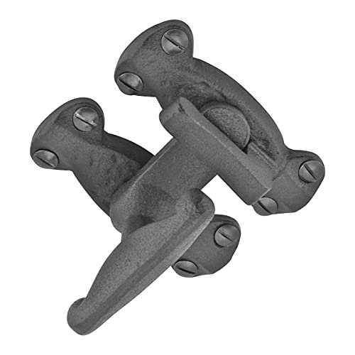 Renovators Supply Manufacturing 2" Black Wrought Iron Door Latch Lock Antique Style Slide Latch for Cabinets, Windows, or Cupboards Rust Resistant with Mounting Hardware - size: Pack of 1