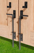 12" Heavy Duty Cane Bolt Gate Drop Rod Extra Thick Hardware Ground Latch | for Wood PVC Vinyl Metal Fences Gates, Double Doors, Black Solid Steel-2 Pack - color: 12 Inch