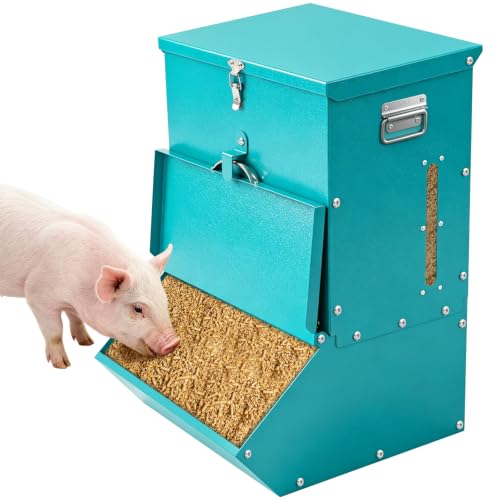 Single Door Hog Feeder, 2.2 Bushel Capacity Pig Feeder | Heavy Duty Galvanized Steel Piglet Feeder Suitable, Pig Trough Feeder for Pig Farms, Agricultural Operations & Pig Pens - size: 2.2 Bushel