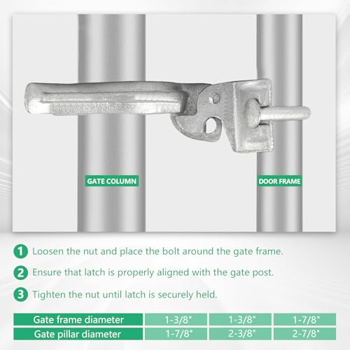 1-7/8" x 2-7/8" Chain Link Fence Gate Fork Latch | Commercial Heavy Duty - Malleable - Galvanized Gate Latch with Hole for Padlock (1-7/8" x 2-7/8") - size: 1-7/8" x 2-7/8"