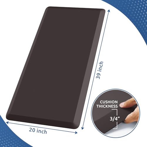 0.8" Thick Kitchen Mat Cushioned Anti Fatigue Rug Comfort Floor Mats | Water-Resistant, Non-Slip, Easy to Clean Comfort Floor Mat for Kitchen, Sink & Office, Multiple Colors & Sizes, 39" x 20" - color: Chocolate, size: 39"L x 20"W x 0.8"Th