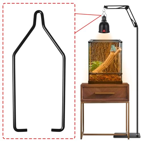 2PCS Fixture Reptile Lampshade Fixing Clip Adjustable Heat Lamp Dome Bracket Black Double Lamp Holder Lamp Clip Suitable for Breeding Tank and Glass Container and Water Tank