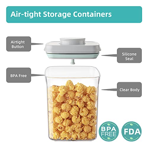 Airtight Container Set - (380ml 4 Pcs) Stackable One Button Openning Food Containers for Snacks Candy Salt Herbs Spices BPA-Free Tranparent (0.32 QT * 4) - color: 0.32 QT * 4