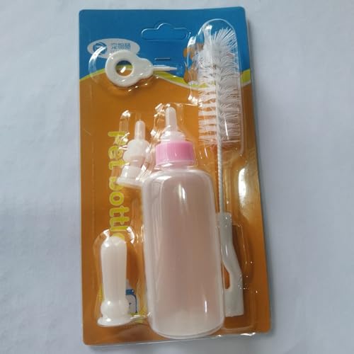 Pet Nursing Bottle Kit,Kitten Puppy Bottles for Nursing Newborn Pet Feeding Bottle with Replacement Nipples Cleaning Brush Hole Puncher,Anti Choking Slow Flow Hand Feeding for Small Animals(Pink) - color: Pink