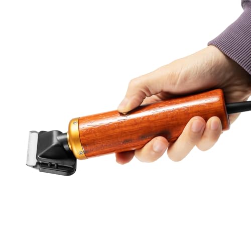 Professional 55W Pet Clippers,Dog Grooming Kit Clippers,Wooden Shell Low Noise,R-Type Detachable Cutter Head,Plug-in Pet Hair Trimmer for Dogs Cats Rabbits (Red) - color: Red