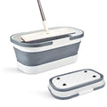 Goderewild Collapsible Plastic Bucket with Wheels 12L (3.17 Gallon) for House Cleaning, Camping, and RV - Multi-Purpose Rectangular Handy Basket for Cleaning Mop - Lightweight and Portable (Grey) - color: 12l-grey