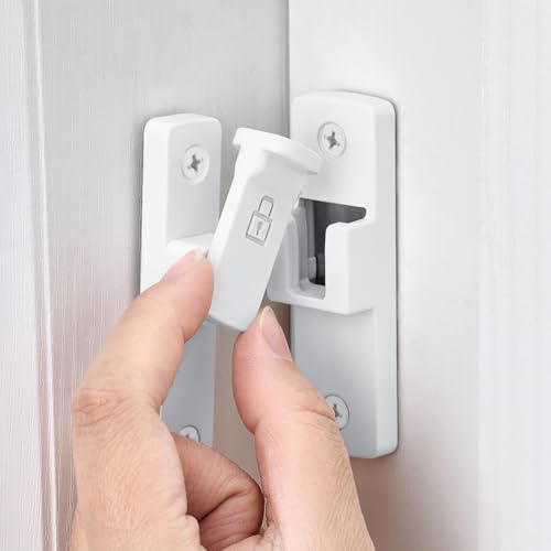 White 90 Degree Zinc Alloy Barn Door Latch, Flip Gate Lock | Sliding Door Latch,Right Angle Door Lock,for bedroom,garage,balcony,barn,bathroom,drawer,window,cabinet,pet enclosures - color: White_90 Degree