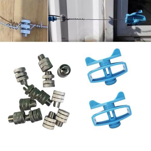 Electric Fence Wire Connectors and in Line Tensioner 14 Pack Aluminum Alloy Split Bolt Clamps with Plastic Tighteners for High Tensile Agricultural Fencing Farm Livestock and Poultry