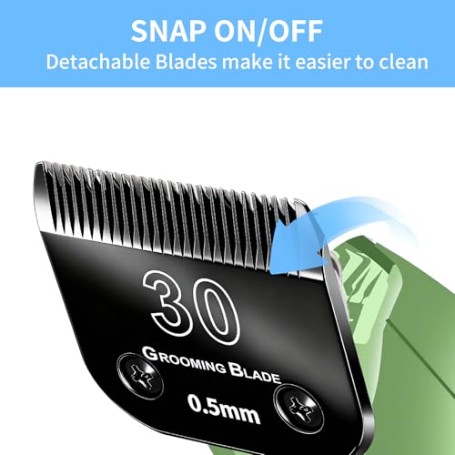 3 Pcs Size 30# Detachable Dog Grooming Blades, Compatible with Andis, Oster A5, Wahl KM10 Series Clippers, Cut Length 0.5mm, Black (30# 0.5mm, 3Pcs) - size: 30# 0.5mm, 3 Pcs