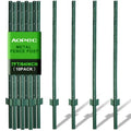 Fence Post 7 Feet / 84 Inch, Pack of 10, Heavy Duty Metal Fence Posts, No Dig U Post with U-Channel, Adjustable Tabs & Anchor Plate, Rust-Proof Steel Fence Stakes for Garden, Farm, Lawn, Poultry - size: 7 Feet