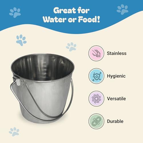 Advance Pet Products 1 Quart Heavy Duty Stainless Steel Round Bucket | Durable Food & Water Pail for Dogs, Cats, Kennels, Cages and Critter Crates | Multi-Purpose Bucket - size: 1 quart