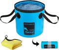 Collapsible Bucket 5 Gallon Container Folding Water Bucket Portable Wash Basin 20L - color: Blue