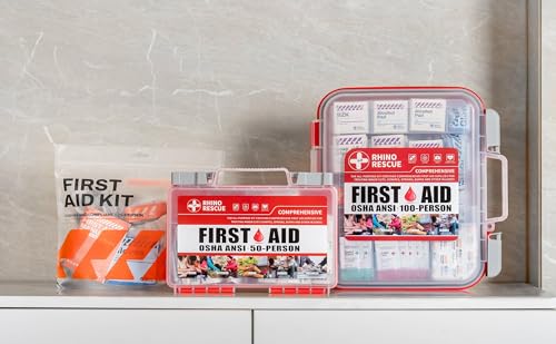 RHINO RESCUE 240pcs First Aid Kit Refill Supplies | Emergency Extra Replacement Kit, Restock Supply Pack, Self-Sealing Bag, HSA/FSA Approved - size: 220 Piece