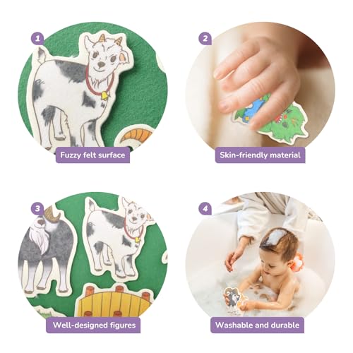 CHEFAN Felt/Flannel Board Story Set of 4, PRECUT Felt Pieces for Preschool Toddlers, Stone Soup, The Three Billy Goats Gruff, Jack and Beanstalk, The Boy Who Cried Wolf - color: The Three Billy Goats Gruff&3 Other Stories