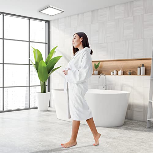 Homewerks 7105-10 Bathroom Fan Integrated LED Light Ceiling Mount Exhaust Ventilation Ultra Quiet 1.0 Sones 70 CFM, Decorative Brushed Nickel Magnetic Trim - color: 70 CFM Brushed Nickel