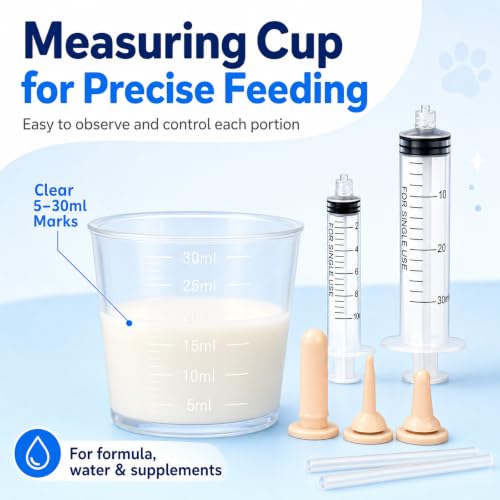 Pet Feeding Kit for Newborn Kittens & Puppies, Kitten Feeding Bottle with Soft Silicone Nipples, Nursing Syringes for Small Animals, Kitten Milk Feeder Set for Rabbit - size: 8 Pcs