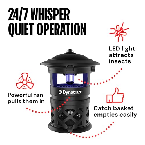 Dynatrap DT1130SR 1/2 Acre Mosquito & Flying Insect Outdoor Trap and Killer – Kills Mosquitoes, Flies, Wasps, Gnats, & Other Flying Insects - Bug Zapper Alternative – Black | UV-LED Flying Insect Killer, Outdoor Fly Control, Kills Mosquitoes, Gnats, Flies