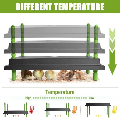 Chick Brooder Heater Plate for 40 Baby Chicks Ducks | 12" x 16" Brooder Heating Plate, Adjustable Height, 30W, 110V - size: 16.3"L x 12.0"W x 3.0"H