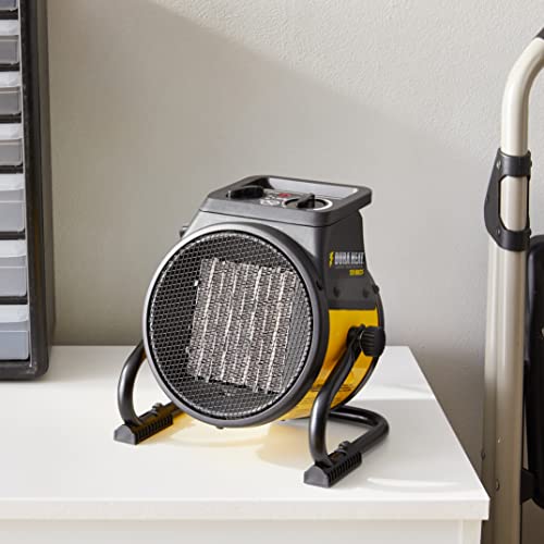 Dura Heat EUH1465 Electric Forced Air Heater with Pivoting Base 5,120 BTU, Yellow | Electric Garage Heater, Ceramic Heating Element, Steel Body, Thermostat, Heats up to 250 sq ft, Safety Shut Off, Greenhouse - size: 8.5" Height