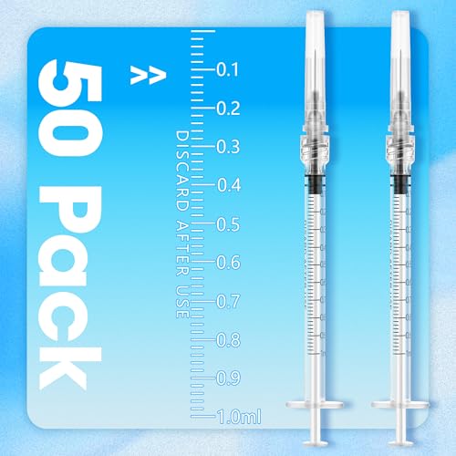 1mL/cc Disposable Luer Lock Syringe 27G 1/2 inch for Lab Use, Individually Wrapped, Pack of 50 - style: 1ml-27G-0.5" (Luer Lock)
