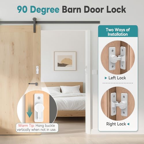 90° Heavy Duty Zinc Alloy Barn Door Lock White 2 Pack | Security Sliding Door Latch for Barn, Garden, Bathroom, Fence, Shed，With Screws & Washers - color: White-2 Pcs