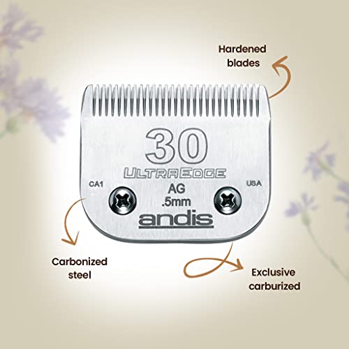 Andis 64075 UltraEdge Blade, Size 30, 1/50in, Chrome, for Larger Animals | Carbonized steel, rust & heat resistant, ideal for cattle & horses, andis clipper blade - style: 30 Blade (Pack of 1)