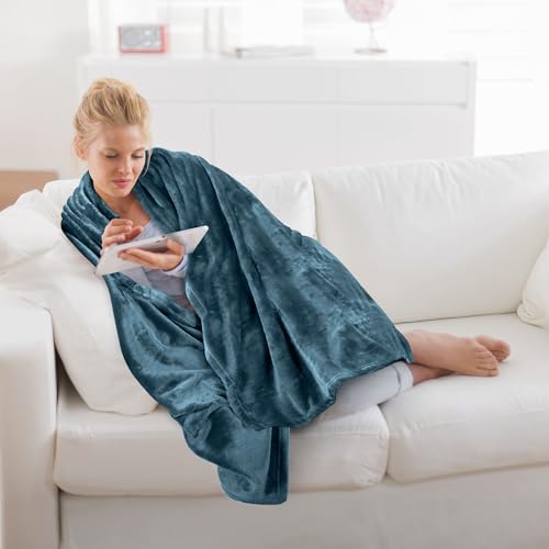 Utopia Bedding Soft Fleece Bed Blanket Throw Size Stone Blue (50x60 Inch) | Microfiber Plush Warm Lightweight Breathable Cozy Blanket Anti-Static, All Season Use, Gift for Women and Men - color: Stone Blue, size: Throw (50x60 Inch)