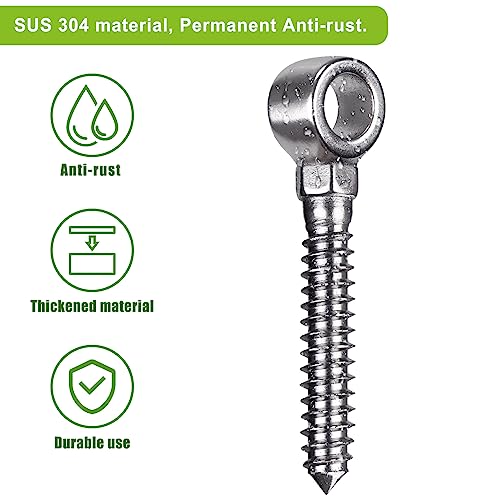 Insaga 304 Stainless Steel Gate Hinges, M16 Wood Gate Hinge, 2pcs Gate Hinge Bolts, One Piece Molded Screw Hook Hinge for Wood Fence, Farm Gate - color: M16 Eye Hinge-2Pcs
