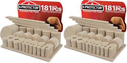 Felt Furniture Pads X-PROTECTOR 181 PCS Premium Furniture Pads - Felt Pads Furniture Feet Best Wood Floor Protectors - Protect Your Hardwood & Laminate Flooring! (Pack of 2) - size: 181 PCS Beige, Round & Square (Pack of 2)