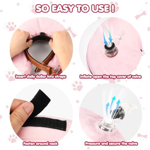 Grand Line Inflatable Dog Cone Collar, Soft Pet Recovery After Surgery (S) | Does Not Block Vision | Protective Pet Neck Cone Alternative for Small, Medium, Large Dogs & Cats | Solid Pink - color: Pink, size: S (Neck:4"-7")
