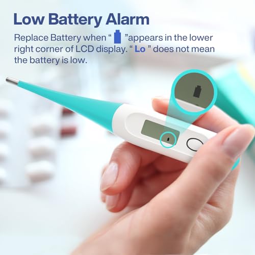Boncare 10 Seconds Oral Thermometer for Adults and Kids, Blue Green | Accurate & Safe, Rectal Digital Thermometer for Baby, Fever Alarm - color: Blue Green