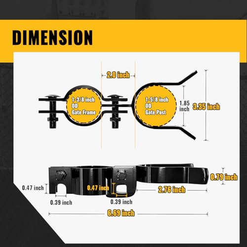 VIVIDA Chain Link Fence Gate Latch 1-3/8" x 1-5/8", Black Fork Latch, 1 PCS | Black Chain Link Fence Parts, With Padlock Hole, Bolts & Nuts Included - size: 1-3/8" x 1-5/8" (1 PCS)