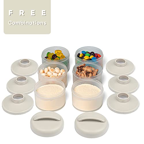 Termichy Stackable Formula Dispenser Portable: Milk Powder Container to go | Separated Compartments Premeasure Storage - Mess-Free Funnel Spout for No-Spill Pouring - for Home or Travel Use - color: Warm Grey