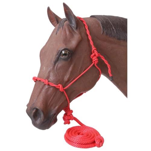 Tough1 Knotted Rope Halter with Lead - color: Red