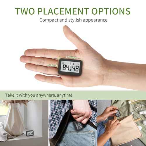 DOOMAY Mini Hygrometer Indoor Thermometer Digital Humidity Monitor 2-Pack | Monitor temperature and humidity for reptile tanks, terrariums, greenhouses, plants and other indoor spaces - color: Black