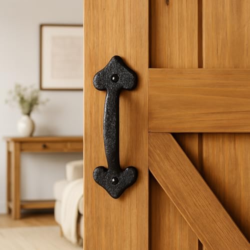 7 Inch Heart Barn Door Handle - Black Cast Iron Pull for Sliding Doors, Gates, Sheds, Fences, Closets - Indoor Outdoor Farmhouse Hardware - size: 7", style: Heart